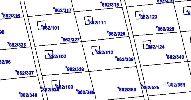 Parcela st. 862/112 v KÚ Slavonín, Katastrální mapa