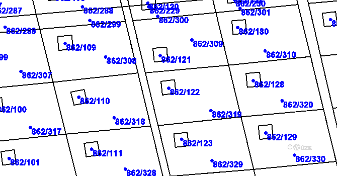 Parcela st. 862/122 v KÚ Slavonín, Katastrální mapa