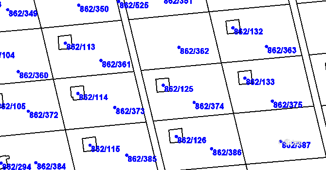 Parcela st. 862/125 v KÚ Slavonín, Katastrální mapa