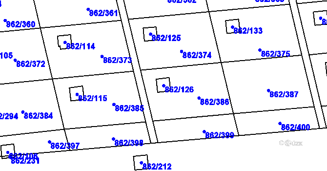 Parcela st. 862/126 v KÚ Slavonín, Katastrální mapa