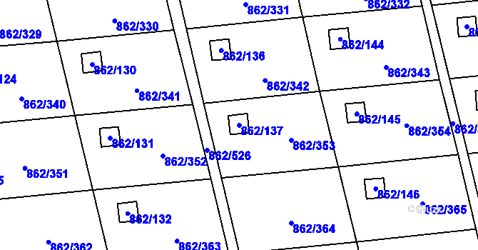 Parcela st. 862/137 v KÚ Slavonín, Katastrální mapa