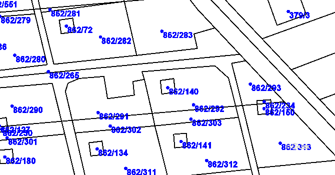 Parcela st. 862/140 v KÚ Slavonín, Katastrální mapa