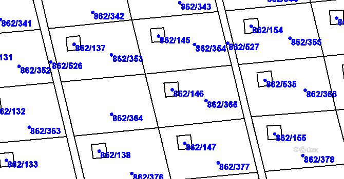 Parcela st. 862/146 v KÚ Slavonín, Katastrální mapa