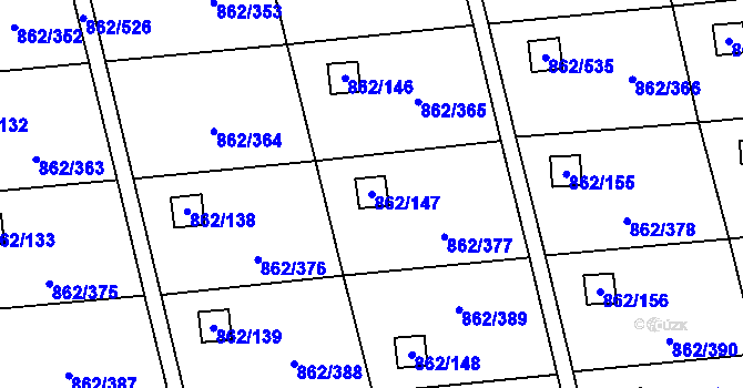 Parcela st. 862/147 v KÚ Slavonín, Katastrální mapa