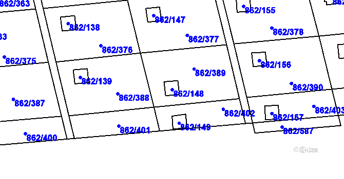 Parcela st. 862/148 v KÚ Slavonín, Katastrální mapa
