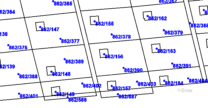 Parcela st. 862/156 v KÚ Slavonín, Katastrální mapa