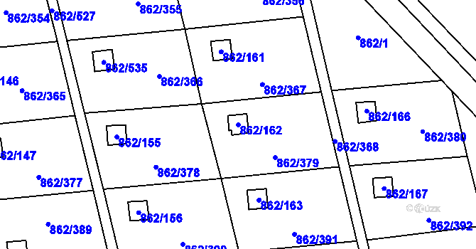 Parcela st. 862/162 v KÚ Slavonín, Katastrální mapa