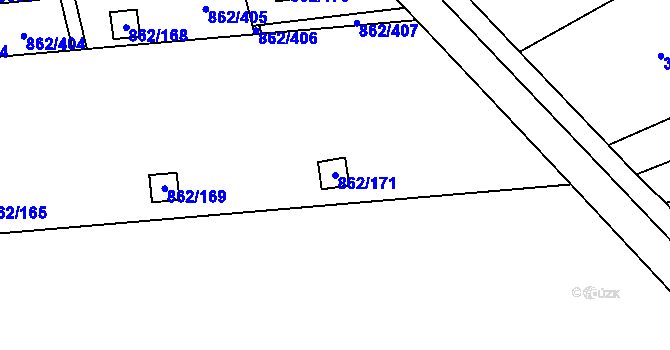 Parcela st. 862/171 v KÚ Slavonín, Katastrální mapa
