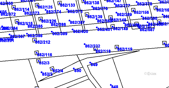 Parcela st. 862/232 v KÚ Slavonín, Katastrální mapa