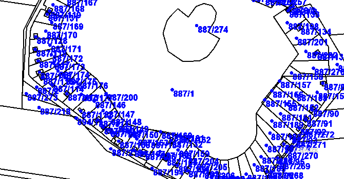 Parcela st. 887/1 v KÚ Slavonín, Katastrální mapa