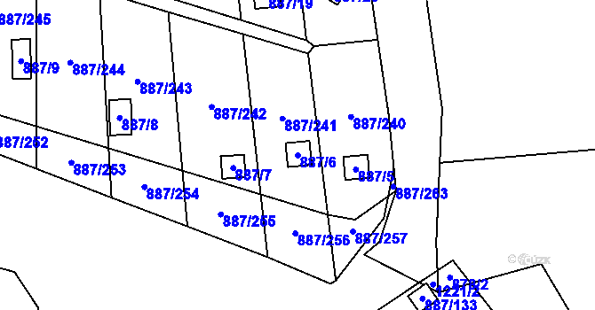 Parcela st. 887/6 v KÚ Slavonín, Katastrální mapa