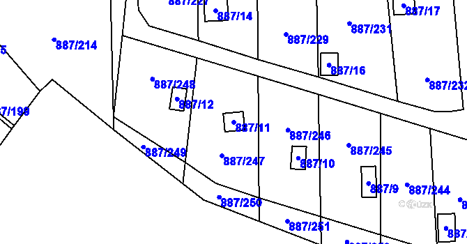 Parcela st. 887/11 v KÚ Slavonín, Katastrální mapa