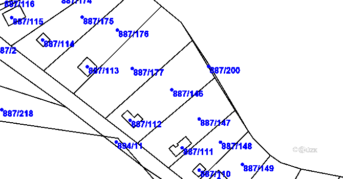 Parcela st. 887/146 v KÚ Slavonín, Katastrální mapa