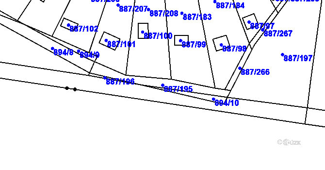 Parcela st. 887/195 v KÚ Slavonín, Katastrální mapa