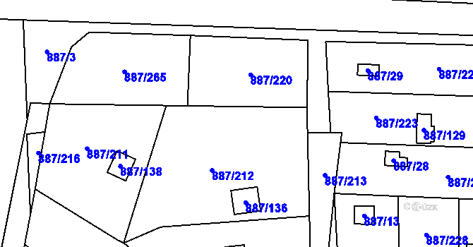 Parcela st. 887/210 v KÚ Slavonín, Katastrální mapa