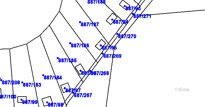 Parcela st. 887/269 v KÚ Slavonín, Katastrální mapa