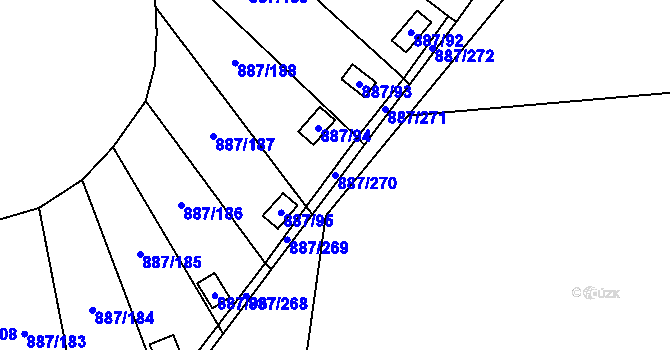 Parcela st. 887/270 v KÚ Slavonín, Katastrální mapa