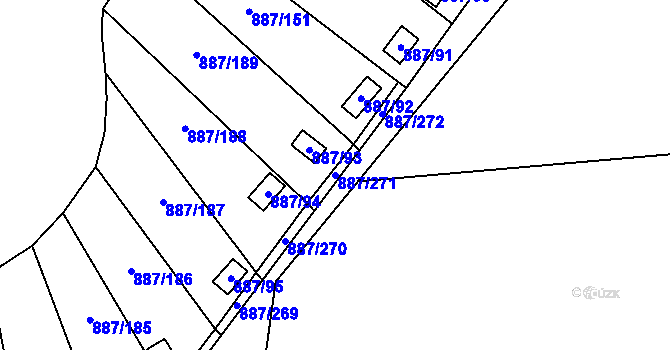 Parcela st. 887/271 v KÚ Slavonín, Katastrální mapa