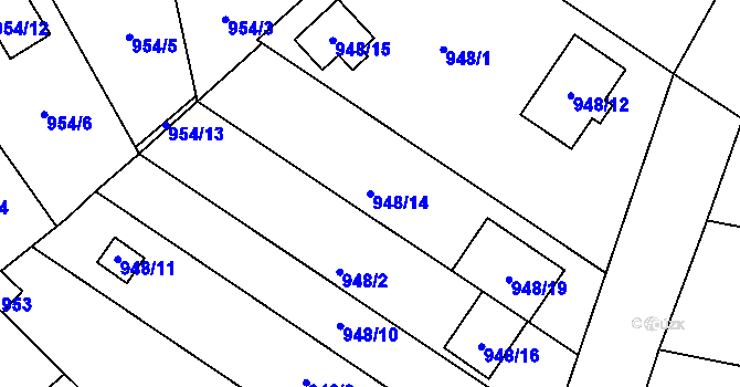 Parcela st. 948/14 v KÚ Slavonín, Katastrální mapa