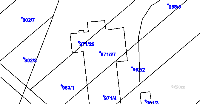 Parcela st. 971/27 v KÚ Slavonín, Katastrální mapa
