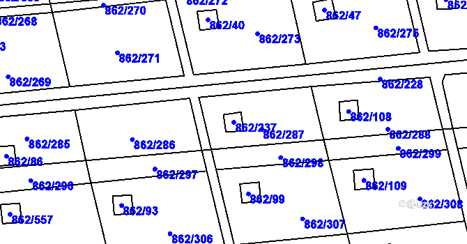 Parcela st. 862/237 v KÚ Slavonín, Katastrální mapa