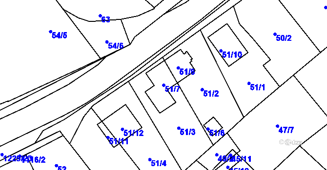 Parcela st. 51/7 v KÚ Slavonín, Katastrální mapa