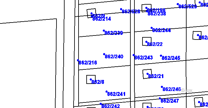 Parcela st. 862/240 v KÚ Slavonín, Katastrální mapa