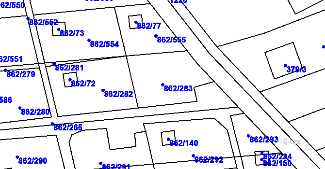 Parcela st. 862/283 v KÚ Slavonín, Katastrální mapa