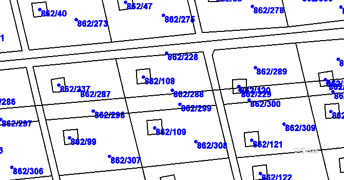 Parcela st. 862/288 v KÚ Slavonín, Katastrální mapa