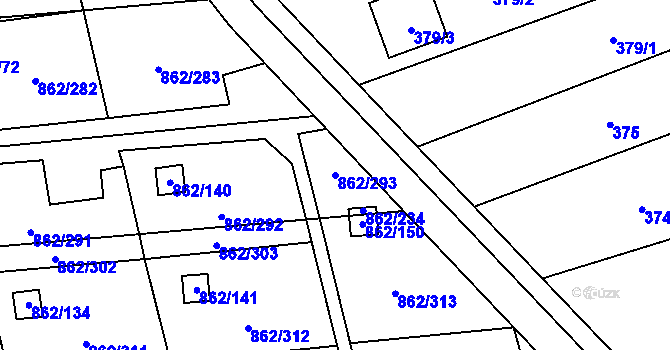 Parcela st. 862/293 v KÚ Slavonín, Katastrální mapa