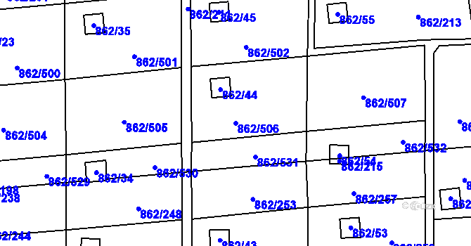Parcela st. 862/506 v KÚ Slavonín, Katastrální mapa