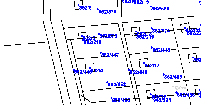 Parcela st. 862/447 v KÚ Slavonín, Katastrální mapa