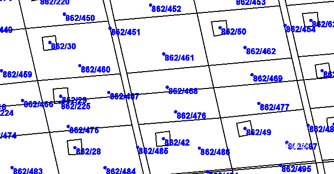 Parcela st. 862/468 v KÚ Slavonín, Katastrální mapa