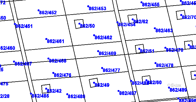 Parcela st. 862/469 v KÚ Slavonín, Katastrální mapa
