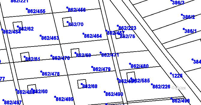 Parcela st. 862/471 v KÚ Slavonín, Katastrální mapa