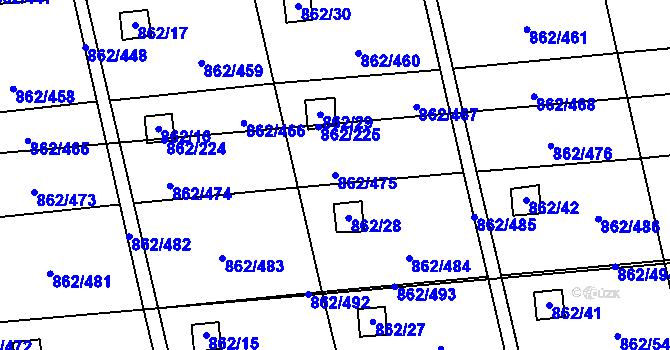 Parcela st. 862/475 v KÚ Slavonín, Katastrální mapa