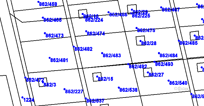 Parcela st. 862/483 v KÚ Slavonín, Katastrální mapa