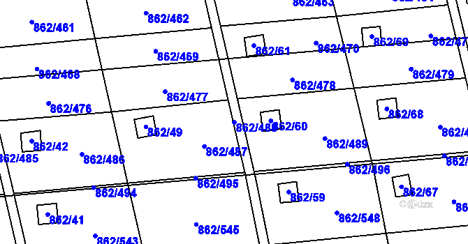 Parcela st. 862/488 v KÚ Slavonín, Katastrální mapa