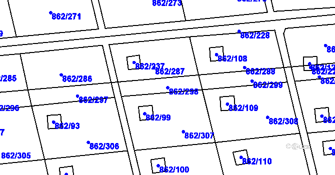 Parcela st. 862/298 v KÚ Slavonín, Katastrální mapa