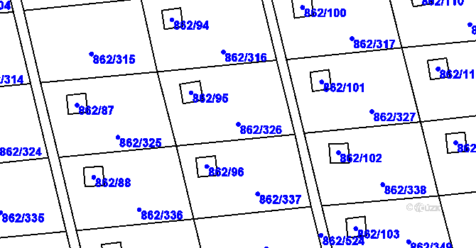 Parcela st. 862/326 v KÚ Slavonín, Katastrální mapa
