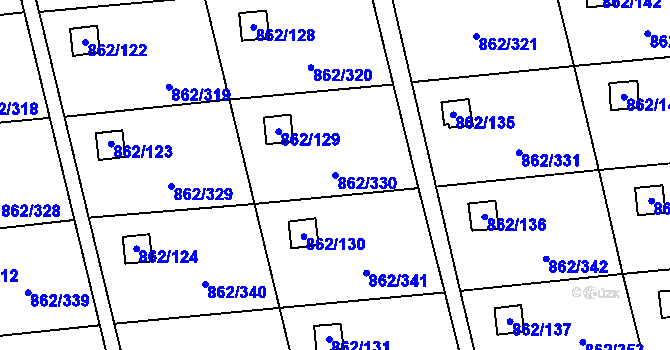 Parcela st. 862/330 v KÚ Slavonín, Katastrální mapa