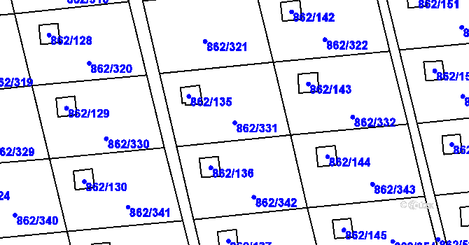 Parcela st. 862/331 v KÚ Slavonín, Katastrální mapa