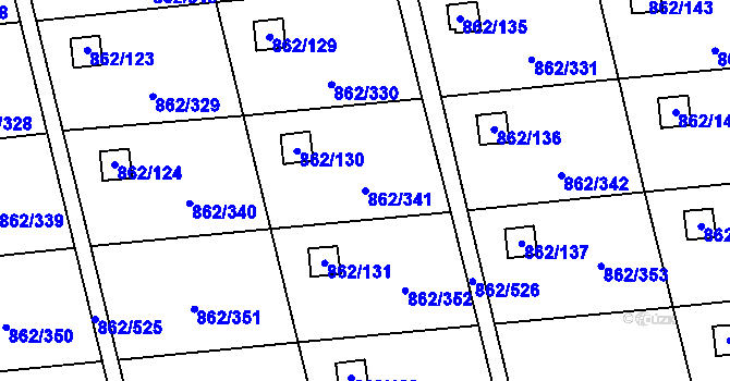 Parcela st. 862/341 v KÚ Slavonín, Katastrální mapa