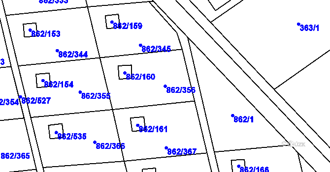 Parcela st. 862/356 v KÚ Slavonín, Katastrální mapa