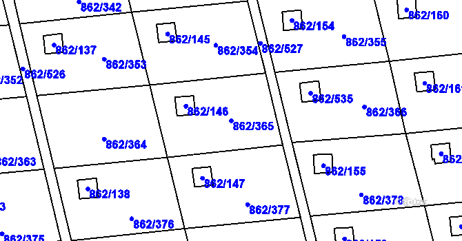 Parcela st. 862/365 v KÚ Slavonín, Katastrální mapa