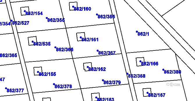 Parcela st. 862/367 v KÚ Slavonín, Katastrální mapa