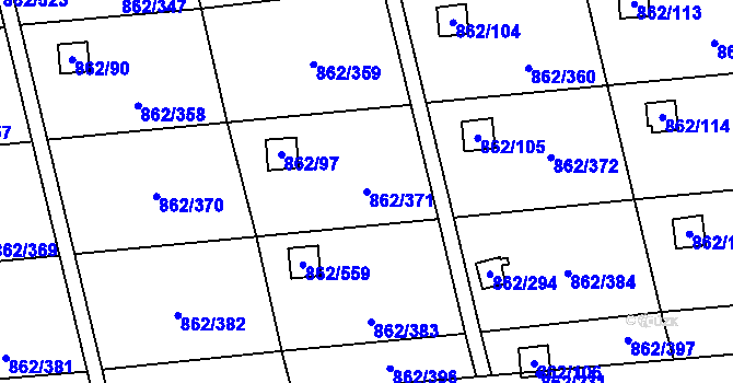 Parcela st. 862/371 v KÚ Slavonín, Katastrální mapa