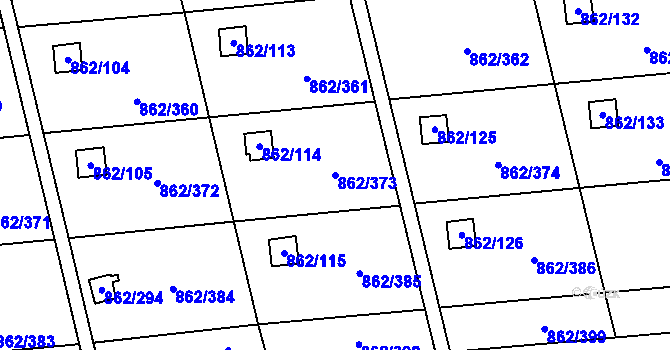 Parcela st. 862/373 v KÚ Slavonín, Katastrální mapa