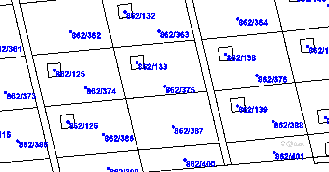 Parcela st. 862/375 v KÚ Slavonín, Katastrální mapa