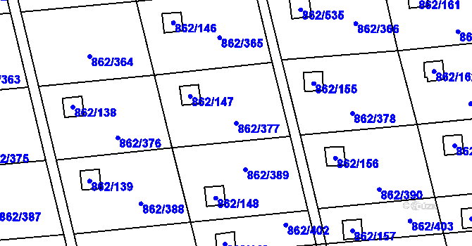 Parcela st. 862/377 v KÚ Slavonín, Katastrální mapa